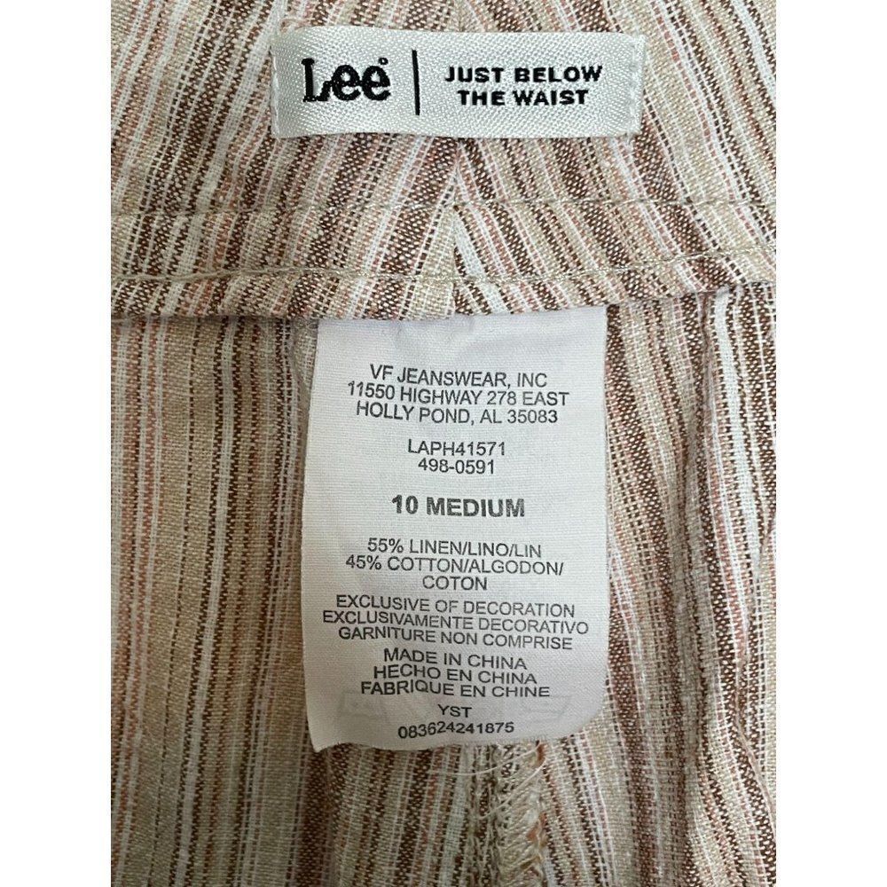 LEE Beige Pinstripe Linen Pants 10 Medium - Picture 6 of 6